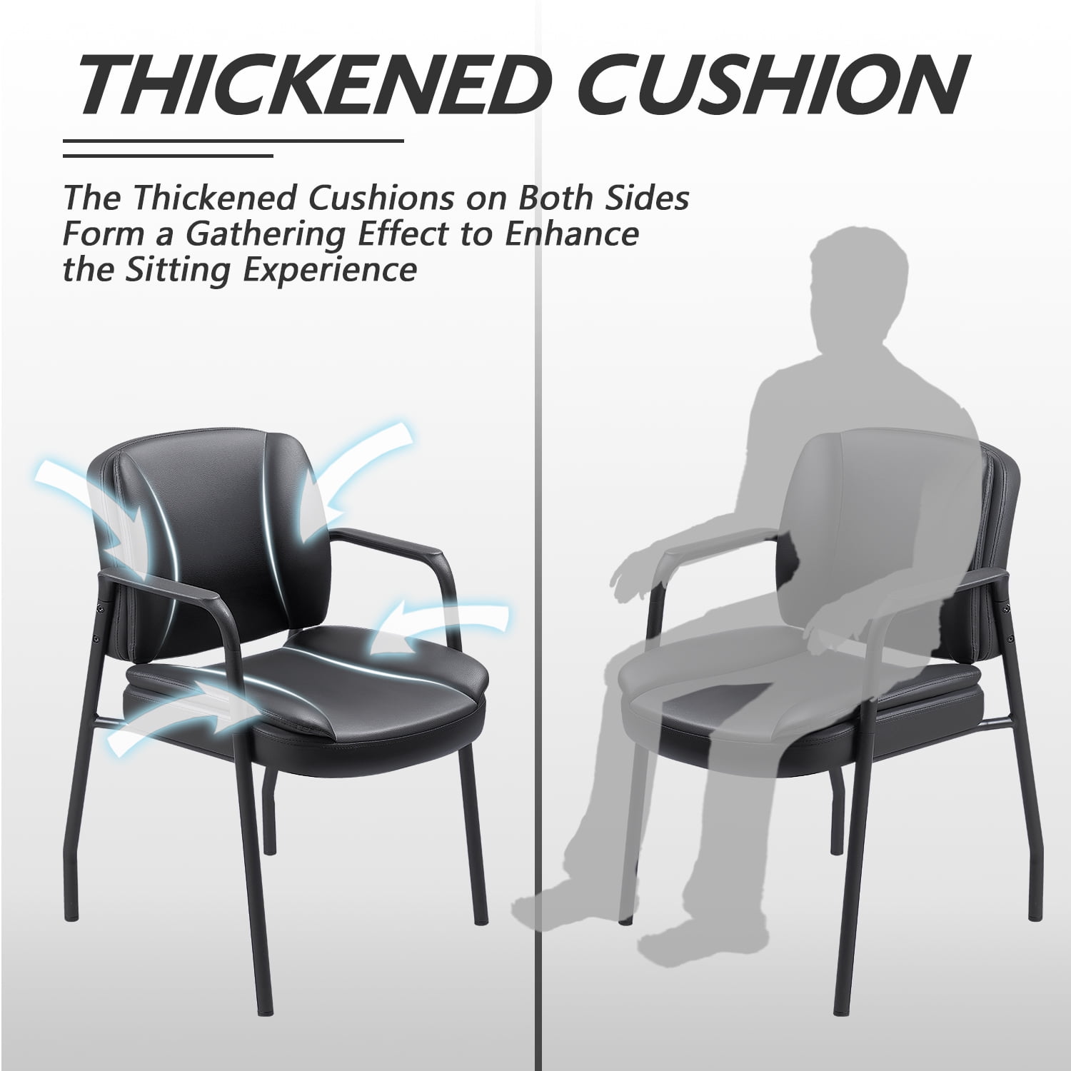 Furmax Office Reception Chairs Waiting Room Guest Chairs with Armrest Set of 2 (Black)