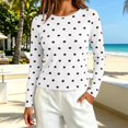 thumbnail image 2 of IMENGL Long Sleeve Shirts for Women Casual Dots Cute Crop ns T-Shirt Soft Women's Basic Tee Long Sleeve Tops,White, 2 of 9