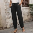 thumbnail image 6 of Manxivoo Women's cotton linen high-waisted wide-leg barrel pants (loose fit) for summer, with pockets, suitable for casual and home wear, 6 of 9