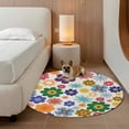 thumbnail image 2 of Retro Bohemia Floral Round Area Rug 5Ft Washable Circle Rugs for Living Room Bedroom, Blue Purple Flowers Boho Style Beige Non-Slip Carpet Floor Mats Indoor Outdoor Carpet Runner Aesthetic Home Decor, 2 of 8