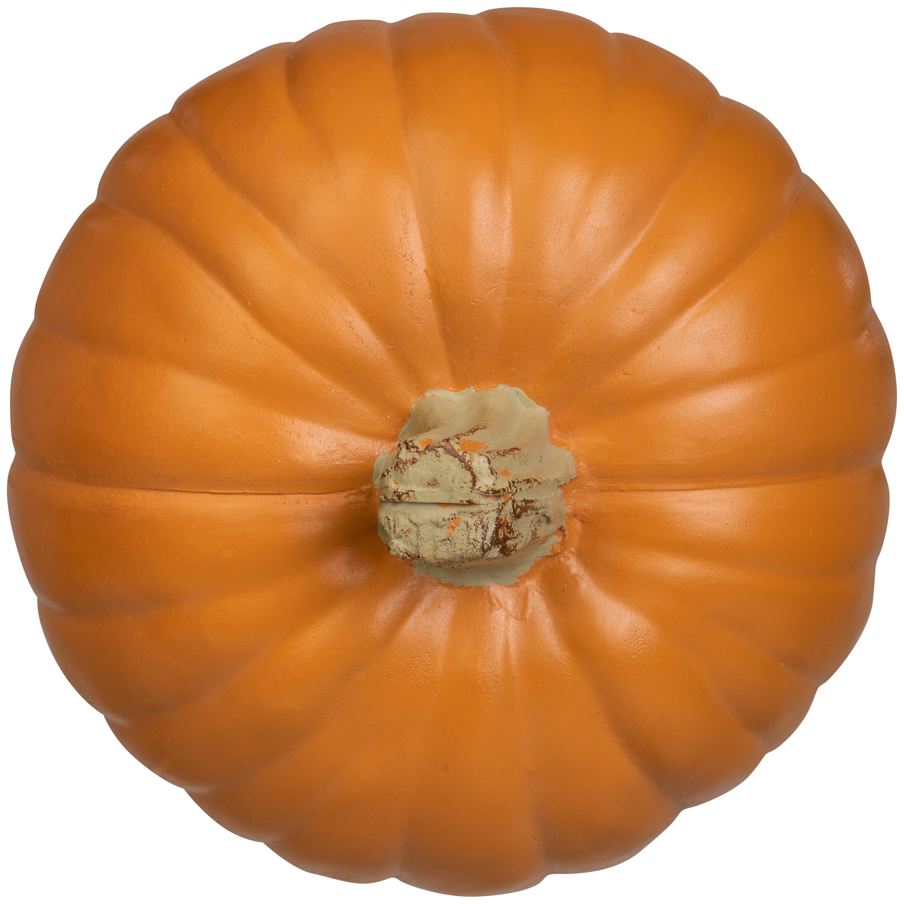 9-Inch Round Crafted Orange Pumpkin with Natural Stem for Outdoor Decor