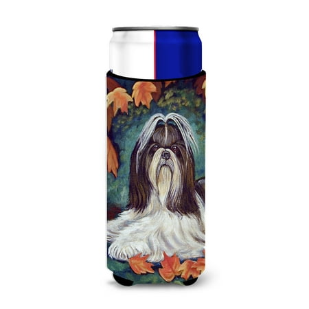 

Caroline s Treasures 7182MUK Autumn Leaves Shih Tzu Ultra Hugger for slim cans Slim Can multicolor