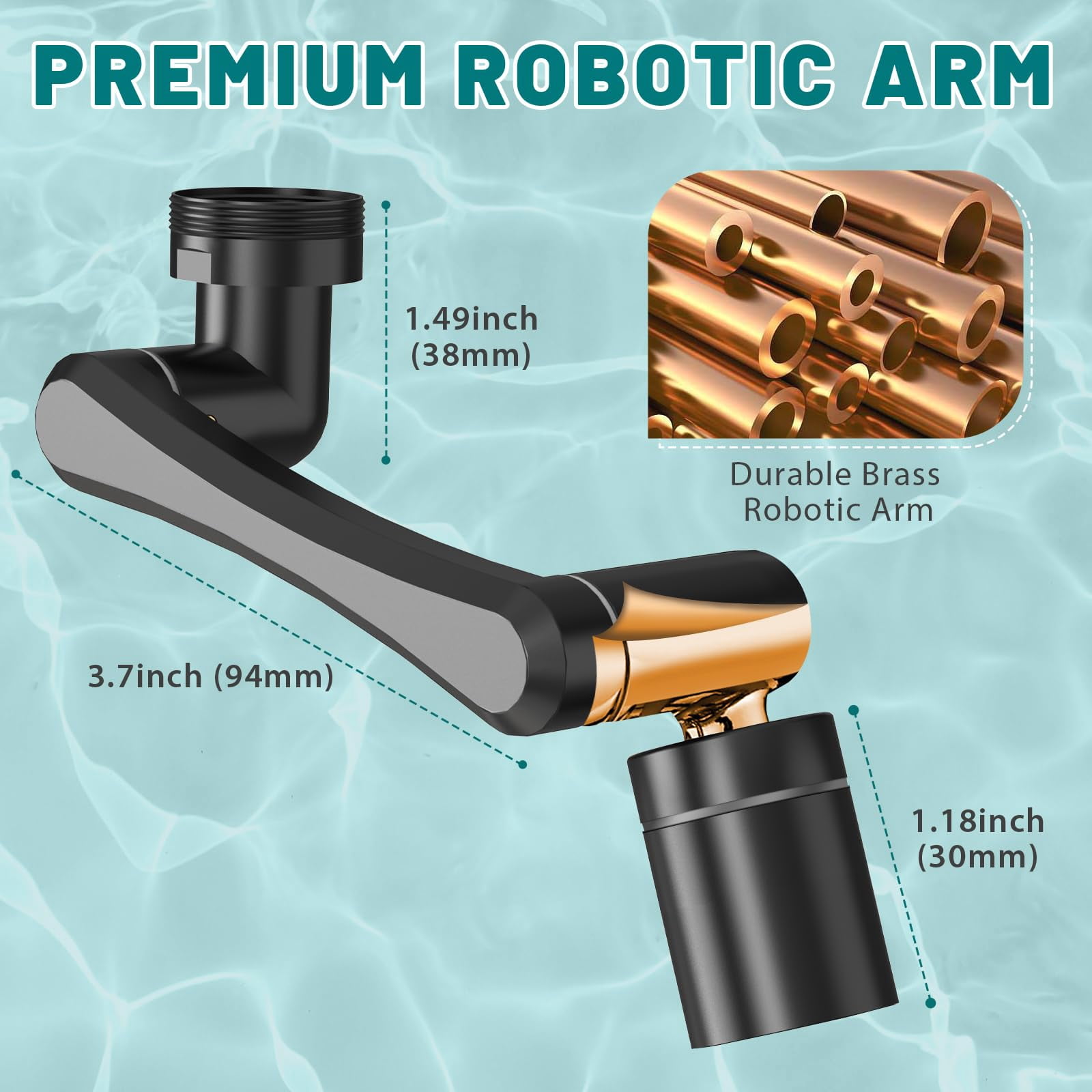 1440° Rotating-faucet-extender Sink Aerator - 1080°+360° Large-angle Splash Tap Extension With 2 Water Outlet  Swivel Multifunctional Robotic Arm For Kitchen/bathroom Black