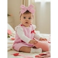thumbnail image 5 of BemeyourBBs Newborn Baby Girl Valentines Day Outfits Cute Infant Girls Spring Clothes Long Sleeve Romper Bow Heart Tank Overall Dress Headband Set, 5 of 9