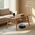 thumbnail image 5 of Qokori 100% Solid Wood Coffee Table with Storage, Mid Century Modern 2-Tier Center Table for Living Room, Round Edges Wood Table Robot Vacuum Friendly, Easy Assembly (Natural Color, 47.27"), 5 of 7