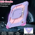thumbnail image 3 of Case for iPad 9th Generation 10.2 Inch Tablet Case Military Grade Shockproof Cover for iPad 9th/8th/7th Gen Cases with Rotating Stand Screen Protector Pencil Holder,Purple Rose, 3 of 14
