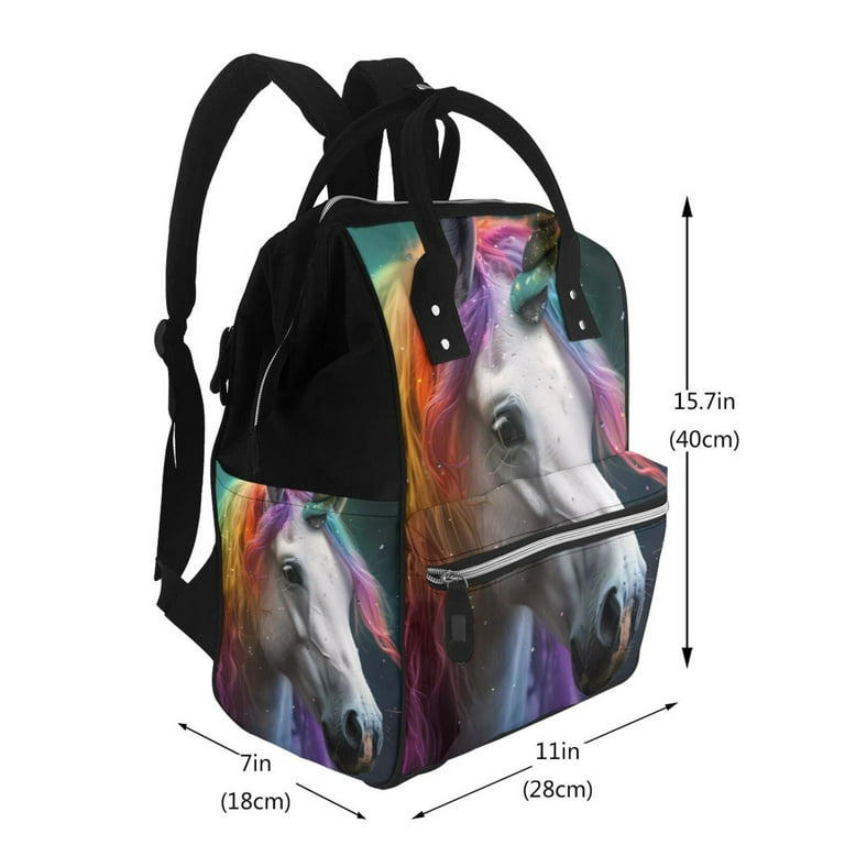 Jgfou Colorful Haired White Horse Print Mummy Diaper Bag Backpack Durable Maternity Baby Nappy Casual Travel Hiking Outdoor Pack Walmart