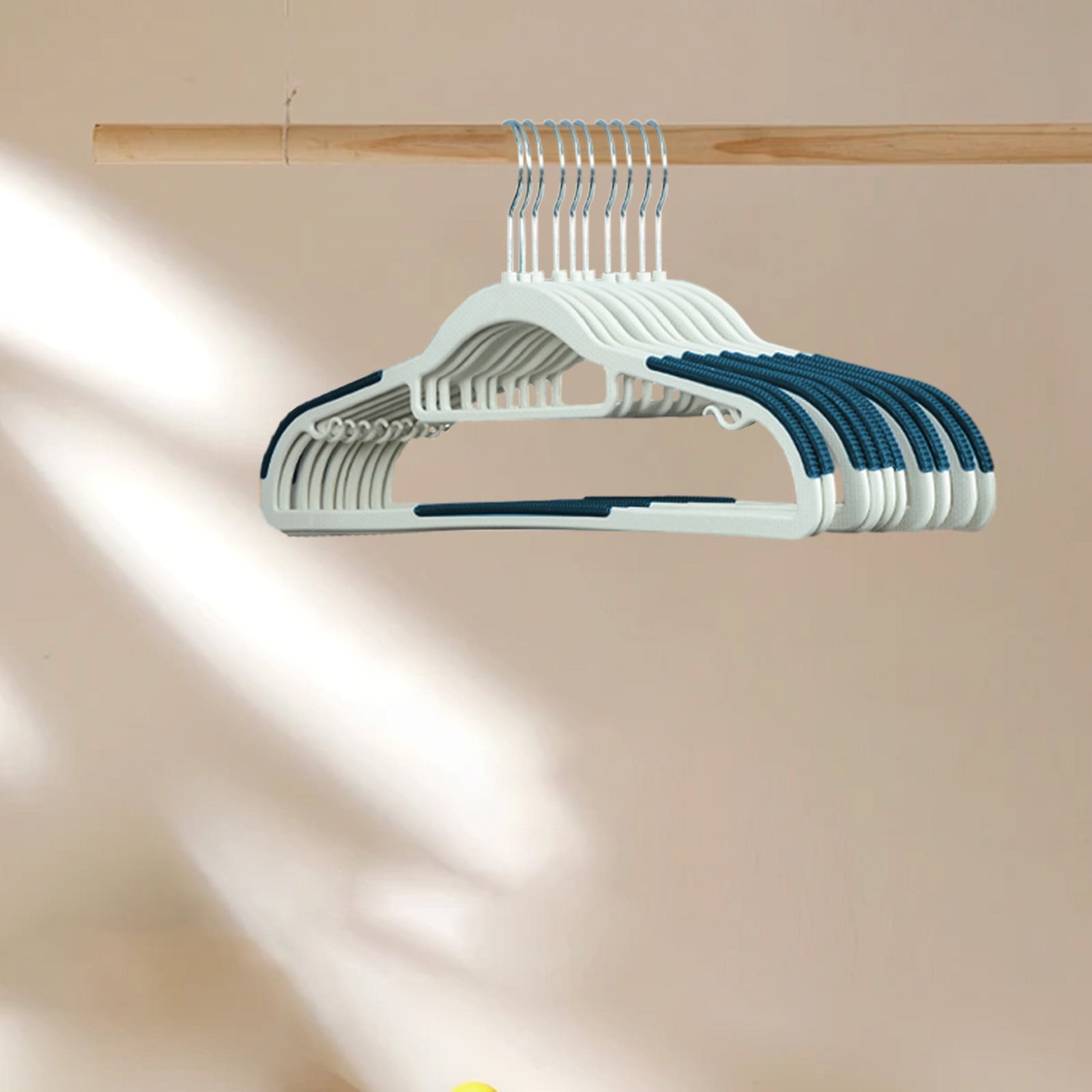 Slhenay 10 PCS Plastic Hangers Space Saving Non Slip Hooks Hangers Tubular Clothes Hangers Standard Size Ideal for Everyday Use on Shirts, Coats, Pants, Dress, Skirts, Camisoles