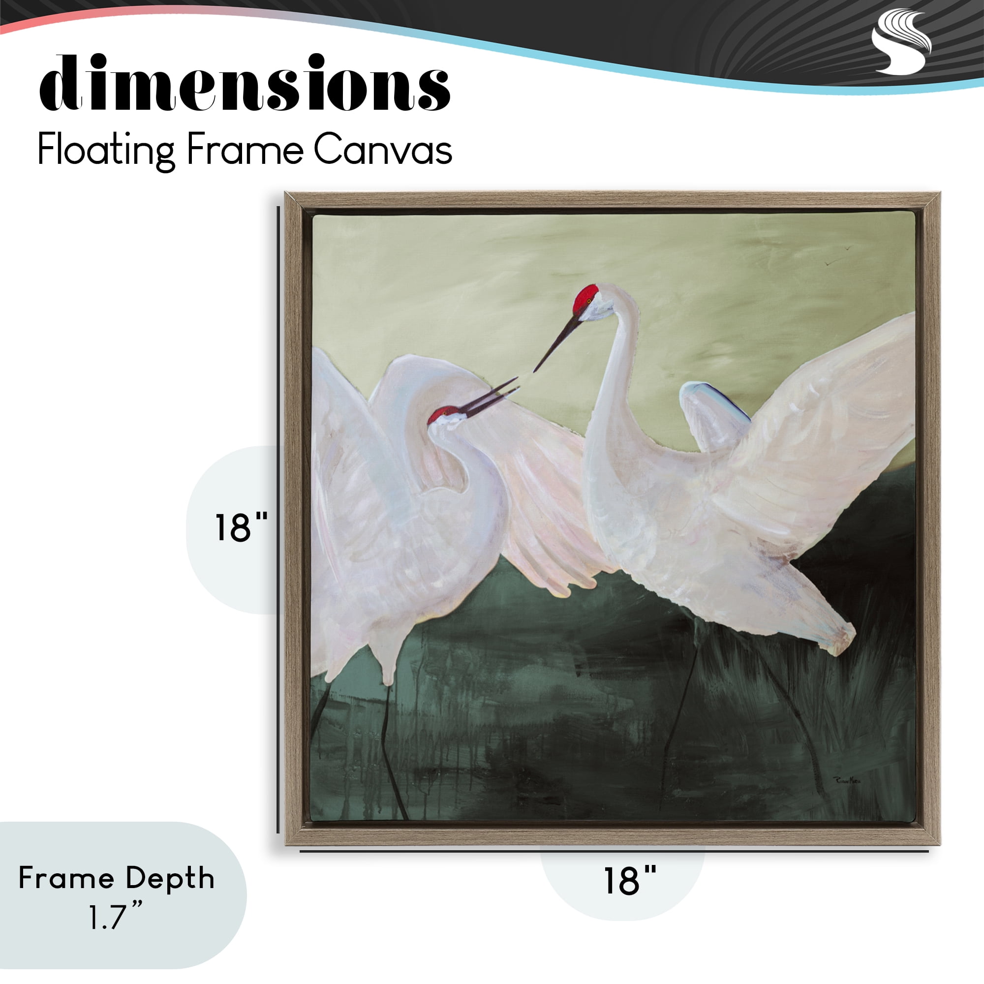 Stupell Industries White Sandhill Cranes Brown Framed Floater Canvas Wall Art, design by Robin Maria