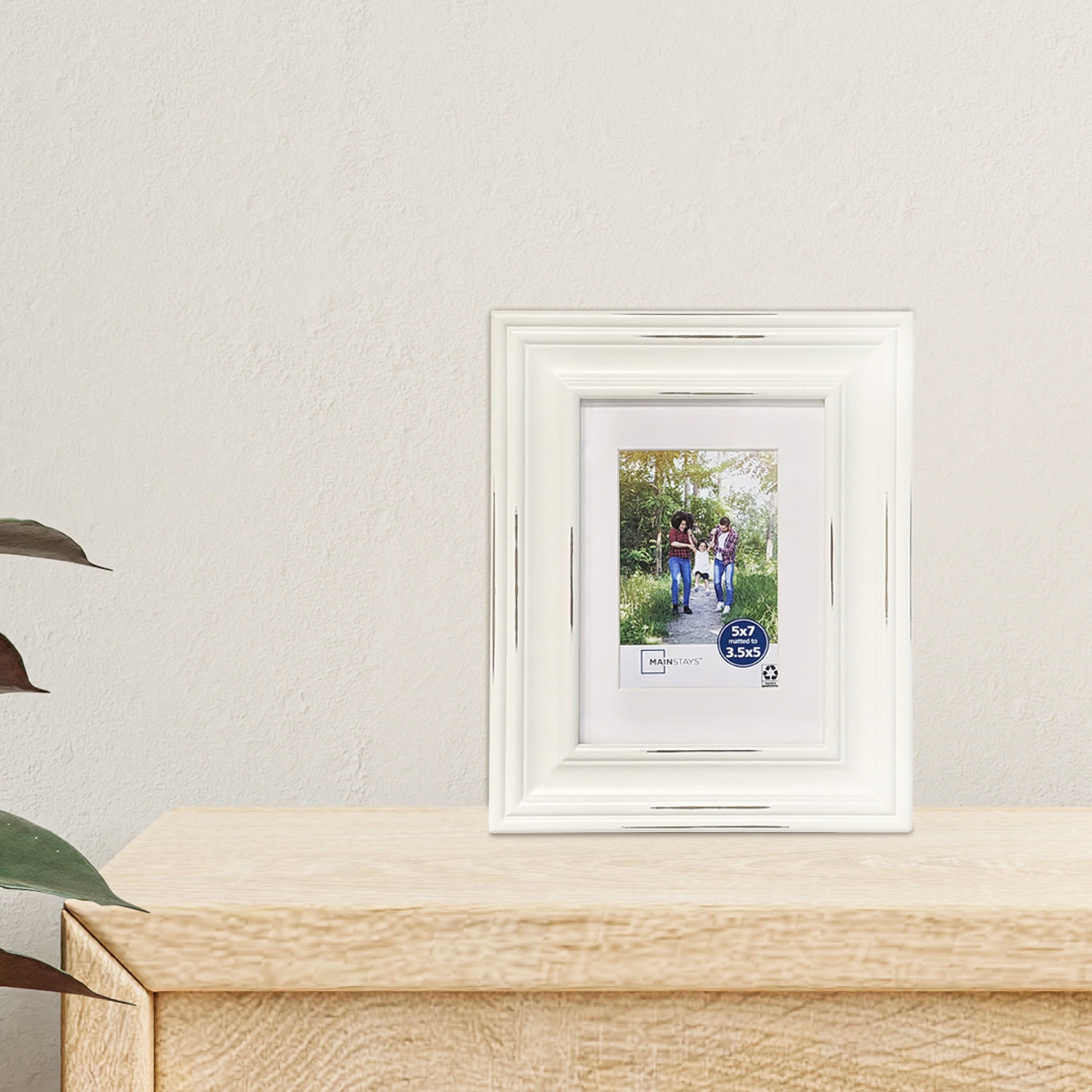 (2 pack) Mainstays – 3.5x5 Picture Frame – Distressed White Matted Tabletop & Wall Photo Frame
