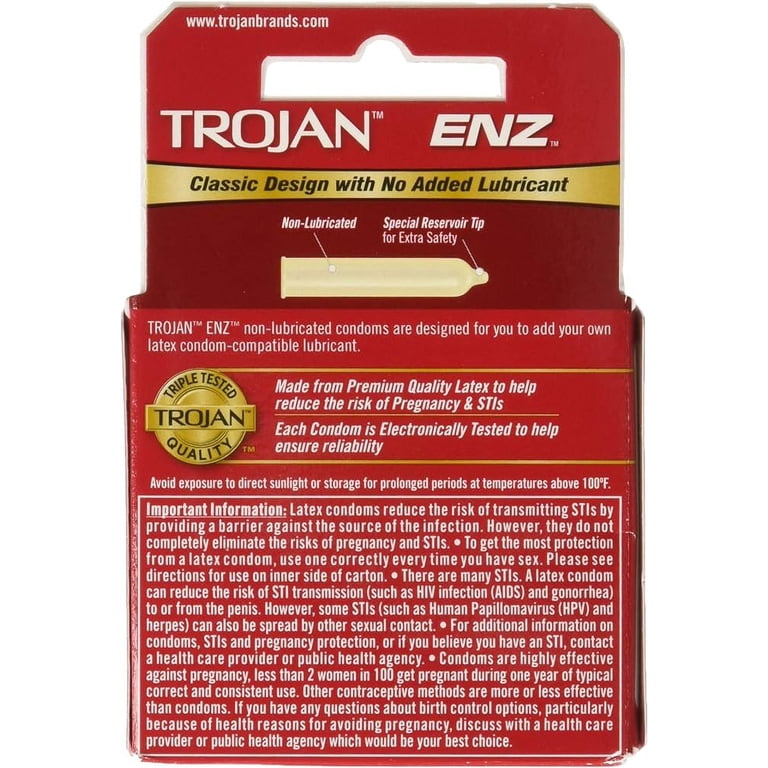 trojan non-lubricated premium latex condoms Trojan ENZ Non Lubricated Premium Latex Condoms, 3 Count per Pack