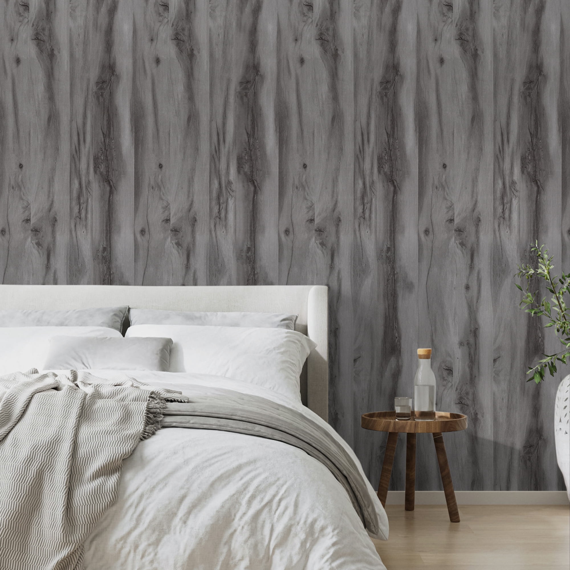 Abyssaly Gray Wood Peel and Stick Wallpaper 15.7 "x 393" Self-adhesive Thick Matte Gray Texture Contact Paper Vinyl Wallpaper for Bedroom Living Room Countertop