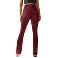 thumbnail image 2 of Luiryar Women's Juniors Corduroy Elastic High Waist Flare Leg Palazzo Long Pants Trousers, 2 of 6