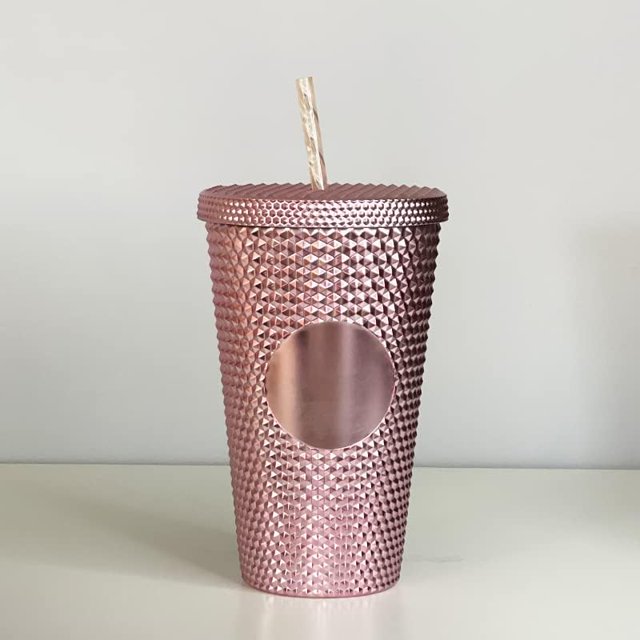 Non-Branded Studded Tumbler (16 oz, Metallic Pink)