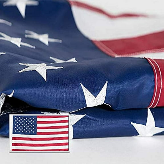 American Flag 4x6? Heavy Duty | Embroidered Stars | Sewn Stripes | 210D Oxford Nylon | Quadruple Stitched Fly End | Brass Grommets for Easy Display | U.S. Flag