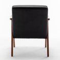 thumbnail image 5 of MIKIBAMA Mid-Century Modern Chair with Solid Wood Frame, Accent Chair Extra-Thick Backrest, Black PU, 5 of 10