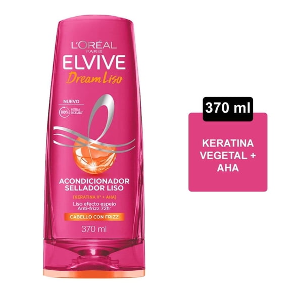 Acondicionador L'Oréal Paris Sellador de Liso, Anti frizz 72hrs 370ml