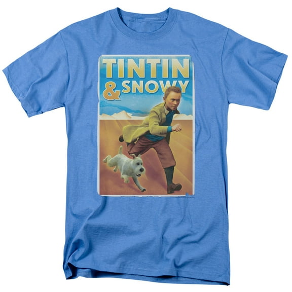 Tintin Tintin & Snowy Adult 18/1 T-Shirt Carolina Blue