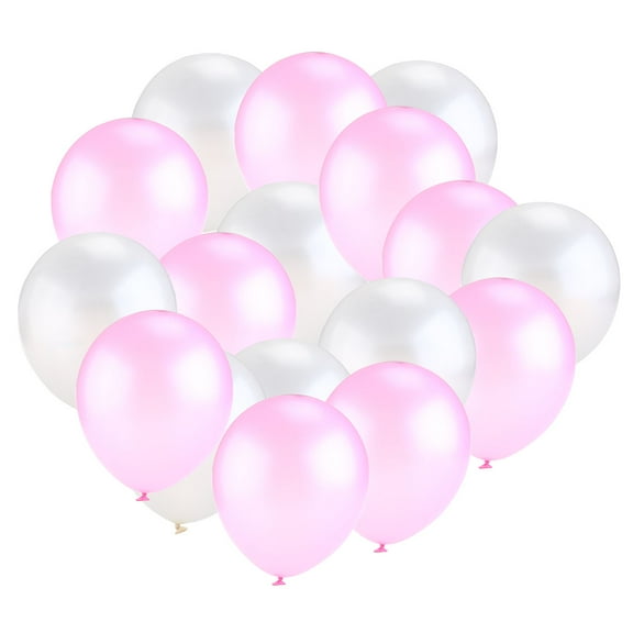 LABRIMP 50Pcs Balloon Decorations for Weddings and Birthday Parties Pearly Lustre Natural Latex White Pink