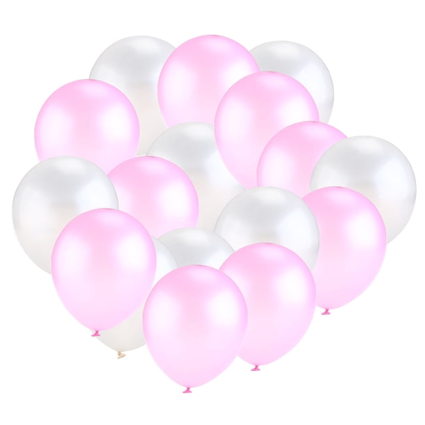 50 globos de brillo perlado para decorar bodas, cumpleaños y fiestas infantiles (blanco y rosa).