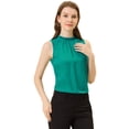 thumbnail image 1 of Blusa de verano casual sin mangas con volantes y cuello simulado con volantes para mujer lago verde S, 1 of 5