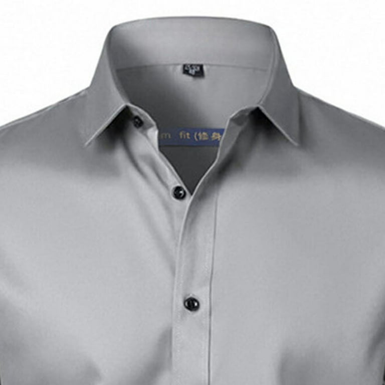 mens slim fit wrinkle free dress shirts Calvin Klein Men's Performance Wrinkle-Free Slim-Fit Dress Shirt - Gray