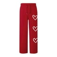 thumbnail image 4 of Womens Wide Leg Sweatpants Heart Print Drawstring Baggy Sweat Pants with Pockets Elastic Waisted Casual Trousers, 4 of 4