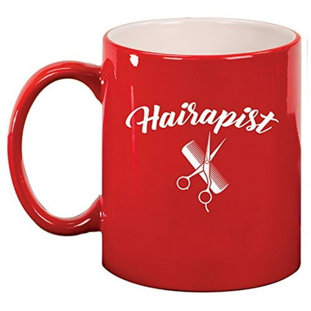 

Ceramic Coffee Tea Mug Hairapist Hairdresser Funny (Red)
