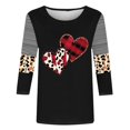 thumbnail image 3 of Women's Shirts Fashion Valentine's Day Holiday Love Heart Printed Shirts Tops Casual 3/4 Sleeve Top Spring Summer T Shirt Loose Round Neck Blouses, 3 of 4