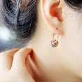 thumbnail image 5 of Farfi - 1 par de pendientes para mujer, coloridos, brillantes, redondos, con forma de aro y bola de diamantes de imitación, para uso diario, color blanco, 5 of 5