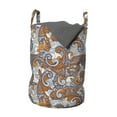 thumbnail image 1 of Vintage Laundry Bag, Paisley Inspired Swirls Curls Floral Abstract Botanical Oriental, Hamper Basket with Handles Drawstring Closure for Laundromats, 13" x 19", Orange Pale Blue Cream, by Ambesonne, 1 of 4