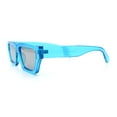 thumbnail image 6 of Neon Mod Silver Mirror Narrow Rectangle Cat Eye Plastic Retro Sunglasses Blue, 6 of 8