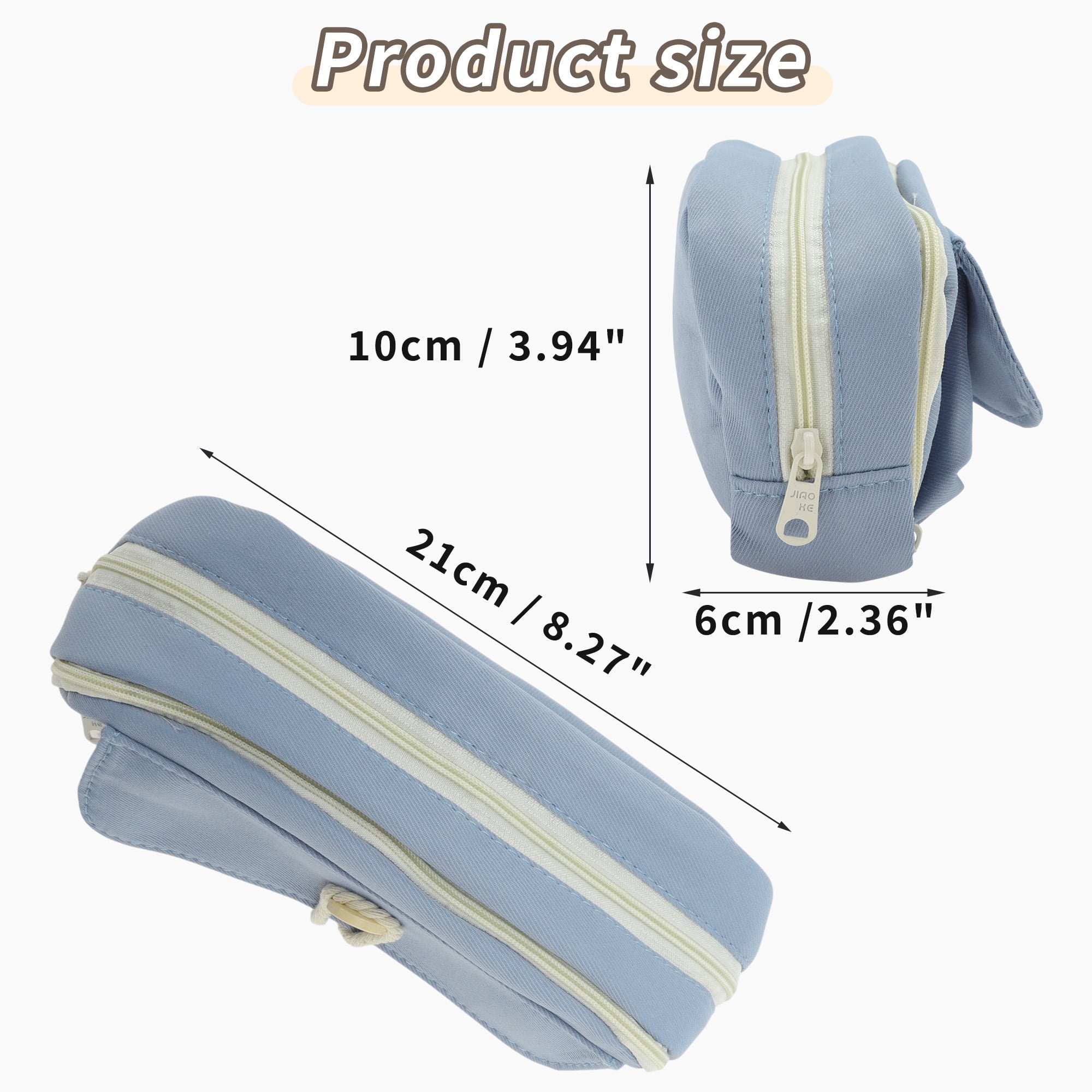 Unique Bargains Canvas Pencil Case, Large Capacity Pen Pouch, Aesthetic Organizer Blue