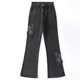 thumbnail image 1 of Pantalones vaqueros de calle de cintura alta americanos con bordado de mariposa negra, Pantalones lavados Y2k para mujer, Pantalones acampanados, Vaqueros rectos Vintage, 1 of 5