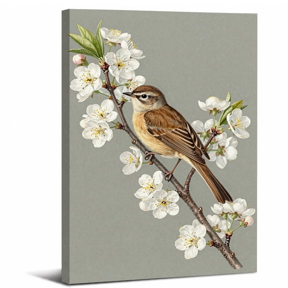 Bird Perched Canvas Wall Art Framed Bathroom Decor,perfect for bathroom bedroom or living room decor beautiful wall artwork,8x12in