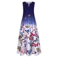 thumbnail image 3 of Fridja Robe Maxi Vintage Boho Sans Manches à Col en V Imprimé Papillon pour Femmes Grande Taille, 3 of 7