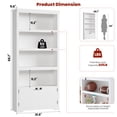 thumbnail image 2 of 69 inch 5 Tier Bookcase with Doors and Adjustable Shelves, Modern MDF Storage Cabinet with Anti Tip Kit, Freestanding Display Rack for Home Office Living Room, Wood Grain Embossed Black White Gray, 2 of 7