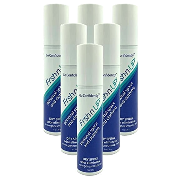 Gone Smoke - Frsh n up Hair and Clothing Dry Spray Odor Eliminator Air Freshener- 6 Pack White 1 oz.