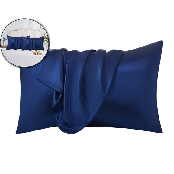 Satin Silk Pillow Case 2 Pack Pillowcase for Hair and Skin Satin Pillow Covers with Zipper Closure (20"x7.4")