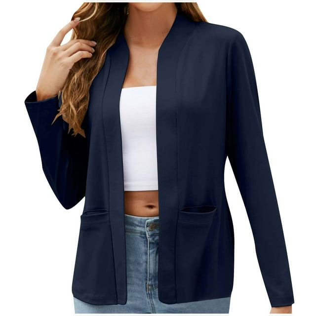 Uppada Vestes Blazer pour Femmes Liquidation Vestes Blazer pour Femmes Manches Longues à Simple Boutonnage Uni Col Rabattu Veste Manteaux Vêtements d'Extérieur Blazer Formel