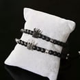 thumbnail image 6 of HOOUN 2Pcs/Set Couples Distance Bracelet Classic Natural Stone Zircon Crown Bracelets-Silver+Black, 6 of 9