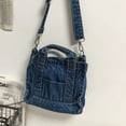 thumbnail image 4 of Bolso de mano de mezclilla estilo casual ligero clásico retro viaje shopper bolso de hombroAzul oscuro, 4 of 7