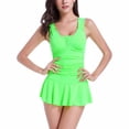 thumbnail image 1 of Gibobby Trajes de Natación para Mujer Falda Traje de baño Vientre Falda delgada Traje de baño Color sólido Traje de baño Temperamento de moda Traje de ba(Verde,M), 1 of 5