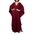 thumbnail image 2 of Qzwdhjm Kaftan Dresses for Women Ruffled Long Sleeve Maxi Dress Coverups V Neck Bathing Suits Cover Up Lounge Beachwear Swimsuit Coverups, 2 of 6