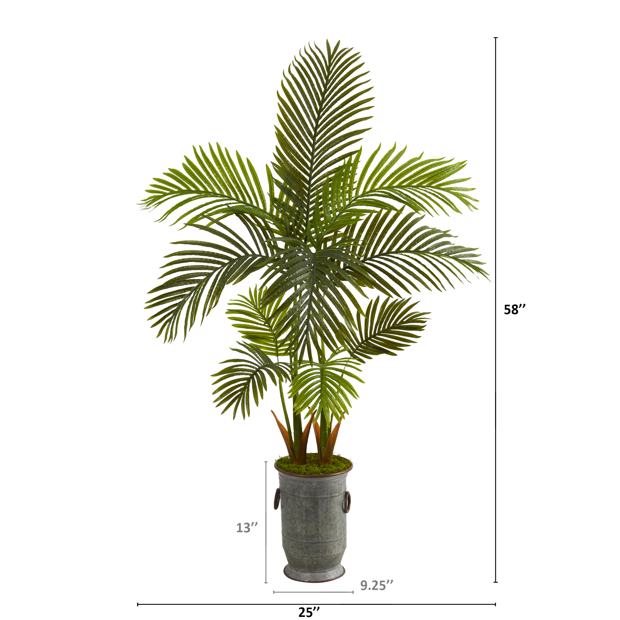 58in. Areca Palm Artificial Tree in Vintage Metal Planter