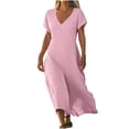 thumbnail image 3 of Roncen Robes à Oeillets de Printemps pour Femmes 2026 Été Décontractées à Manches Courtes Robe Maxi Ample à Col en V Ajourée Robes Fluides, 3 of 7