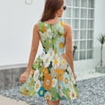 thumbnail image 6 of Sage Green Colorful Flower Women's Tank Dress V Neck Sleeveless Summer Sundress, 6 of 7