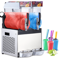 Aoile 2-Tank Commercial Slushy Machine 7.9 Gal, 700W Stainless Steel Frozen Drink Margarita Smoothie Maker
