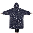 thumbnail image 2 of Oversized Wearable Blanket Hoodie,Dark Blue Sun Moon Cloud Pattern Sherpa Blanket Hoodie with Super Pockets,Super Warm Fuzzy Pullover for Women & Men, 2 of 6