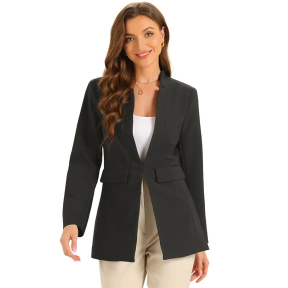DARING DIVA Women's Stand Collar Single Button Dressy Suit Jacket XS Black